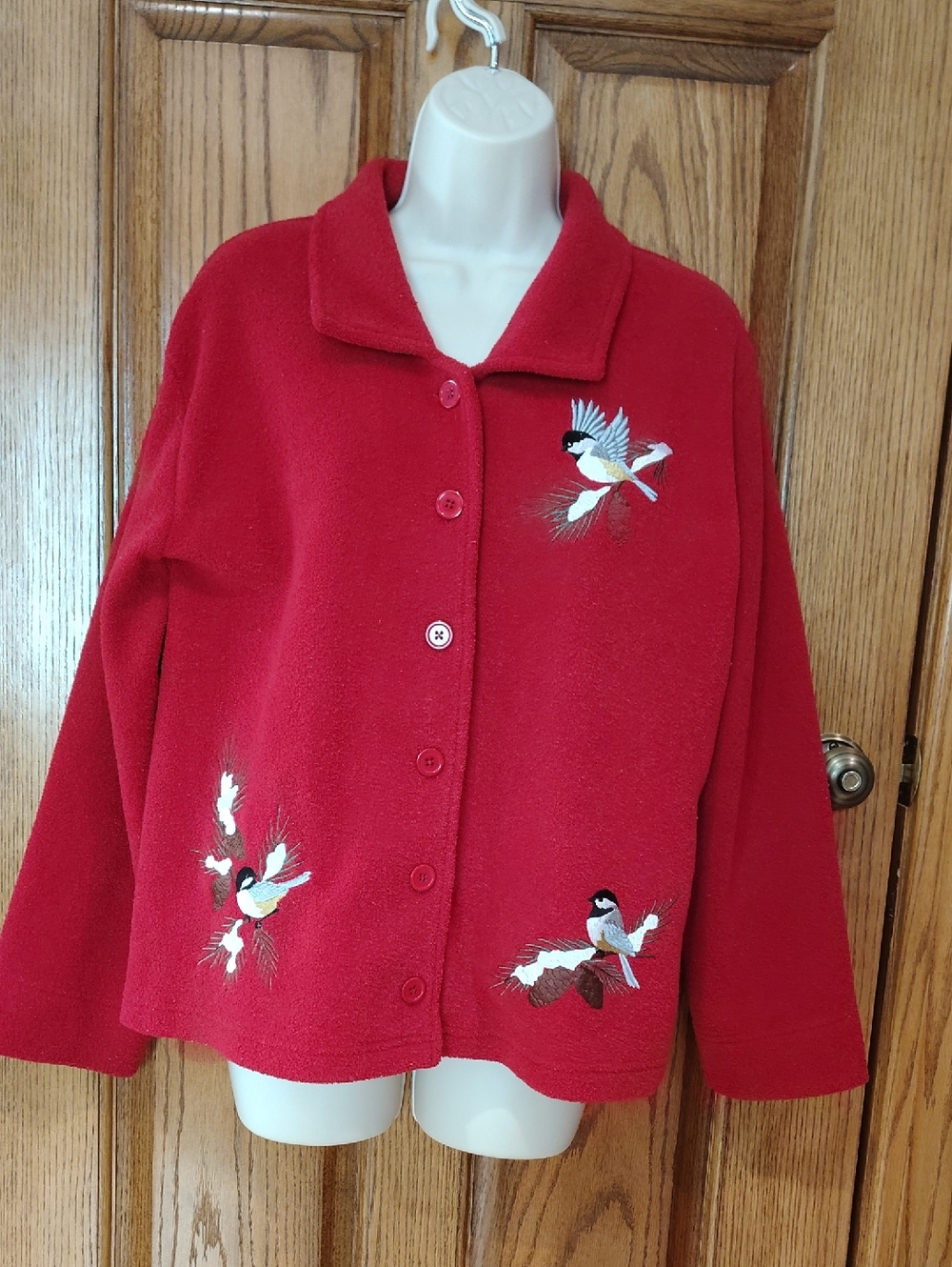 Calling All Bird Lovers! Mandal Bay Red Jacket With Embroidered Birds L